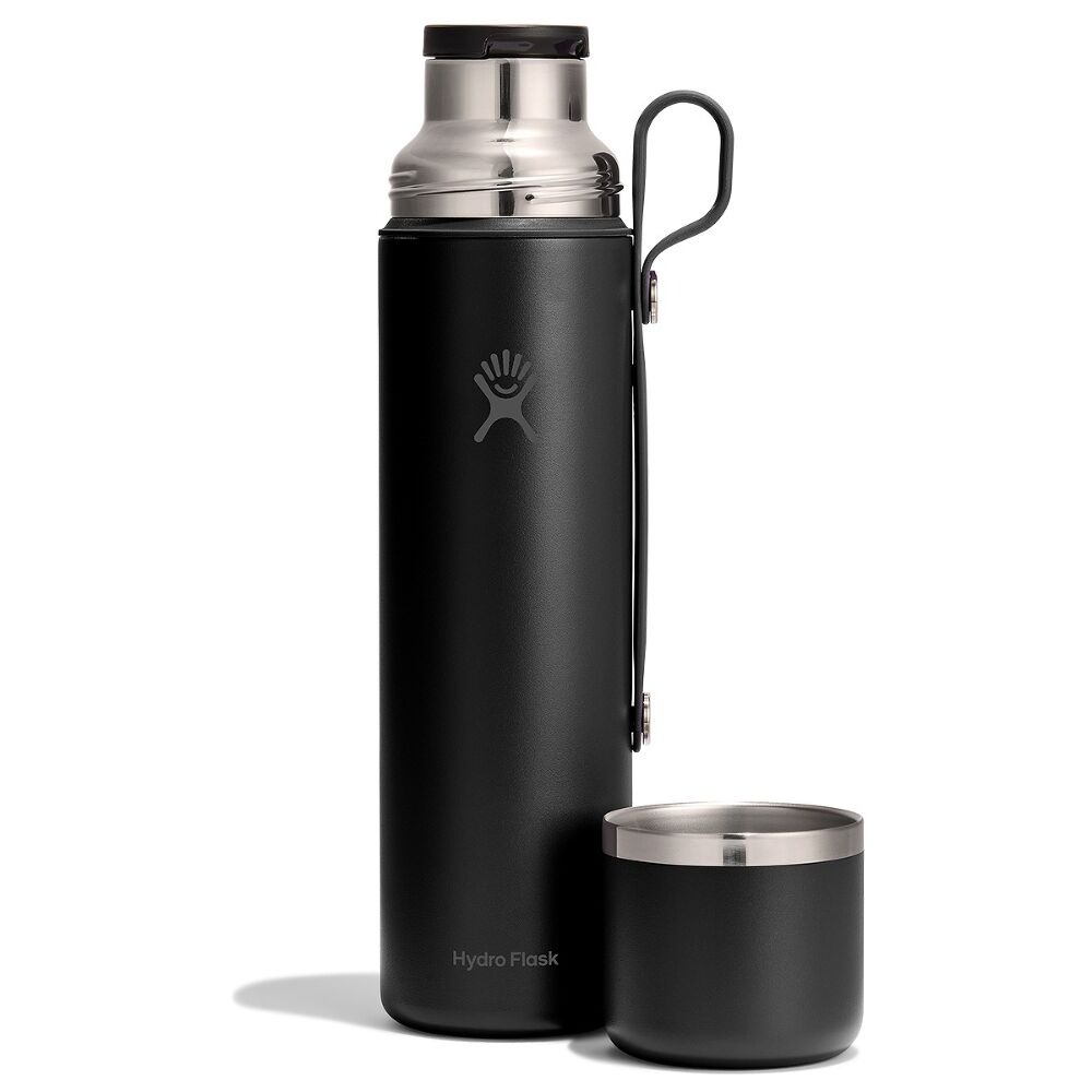 1063 ML HOT FLASK AND CUP BLACK z własnym nadrukiem, kolor Czarny