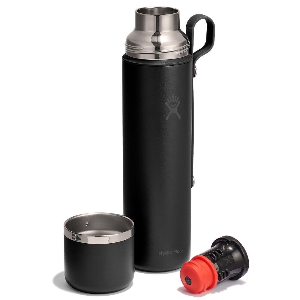 1063 ML HOT FLASK AND CUP BLACK z własnym nadrukiem, kolor Czarny