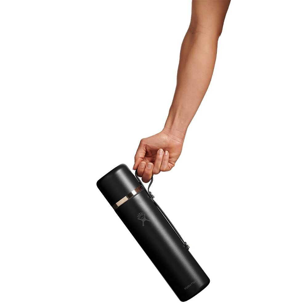 1063 ML HOT FLASK AND CUP BLACK z własnym nadrukiem, kolor Czarny