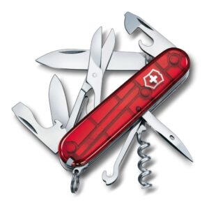 Scyzoryk Climber transparentny Victorinox - z logo z własnym nadrukiem, kolor czerwony