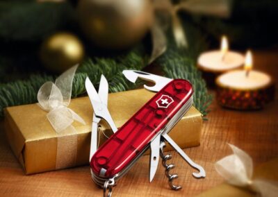 Scyzoryk Climber transparentny Victorinox - z logo z własnym nadrukiem, kolor czerwony