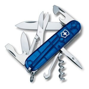 Scyzoryk Climber transparentny Victorinox - z logo z własnym nadrukiem, kolor niebieski