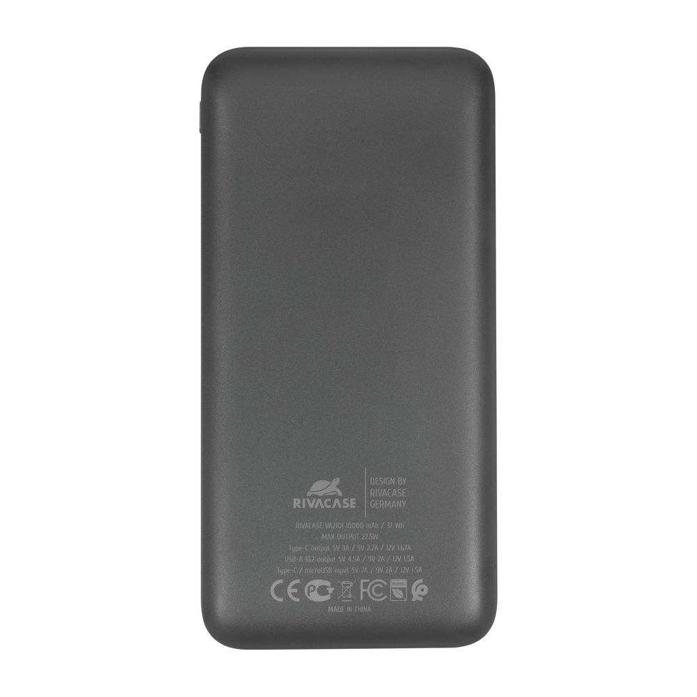 Power Bank VA2101 10000 mAh RIVACASE - z logo z własnym nadrukiem, kolor czarny