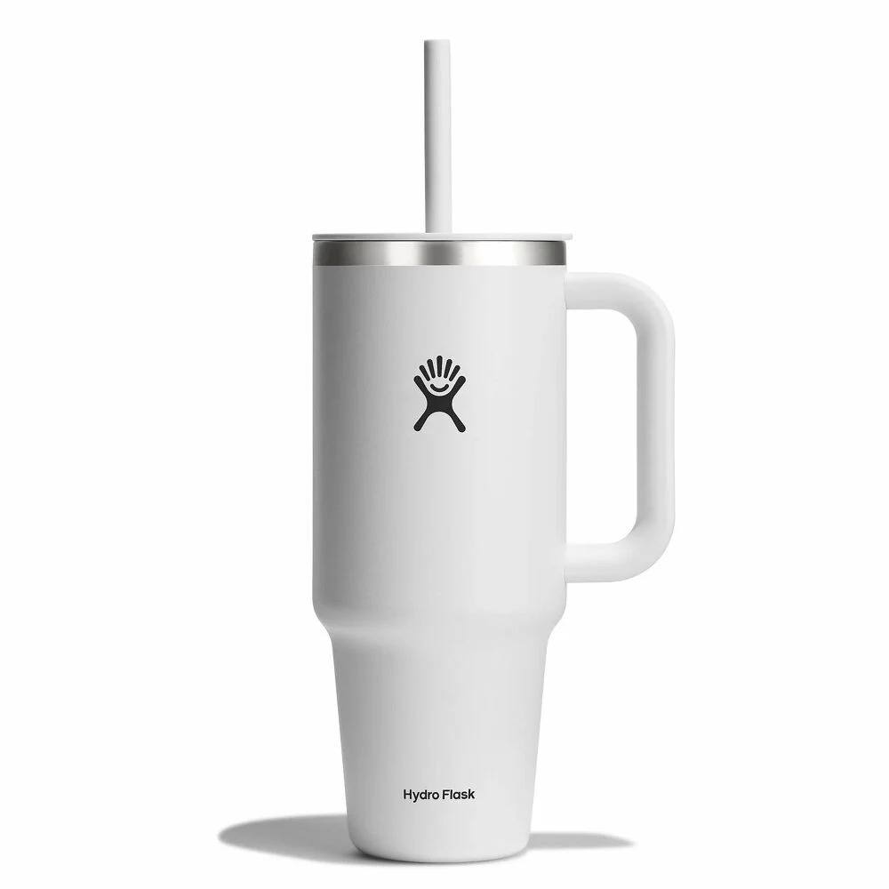 1183 ML TRAVEL TUMBLER CLEAR LID WHITE z własnym nadrukiem, kolor Biały