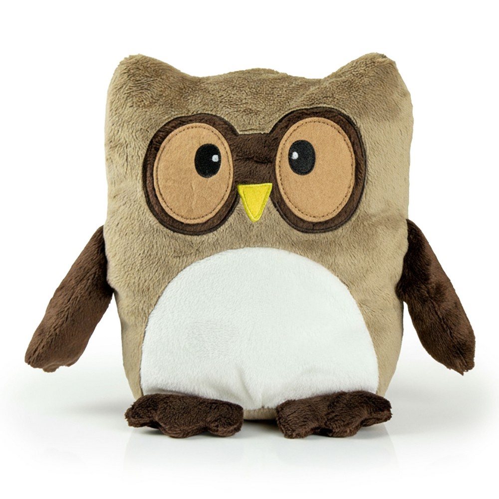 Pluszowa poduszka, sowa | Professowl z własnym nadrukiem, kolor jasnobrązowy
