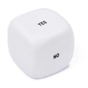 Antystres "kostka decyzyjna" z własnym nadrukiem, kolor biały