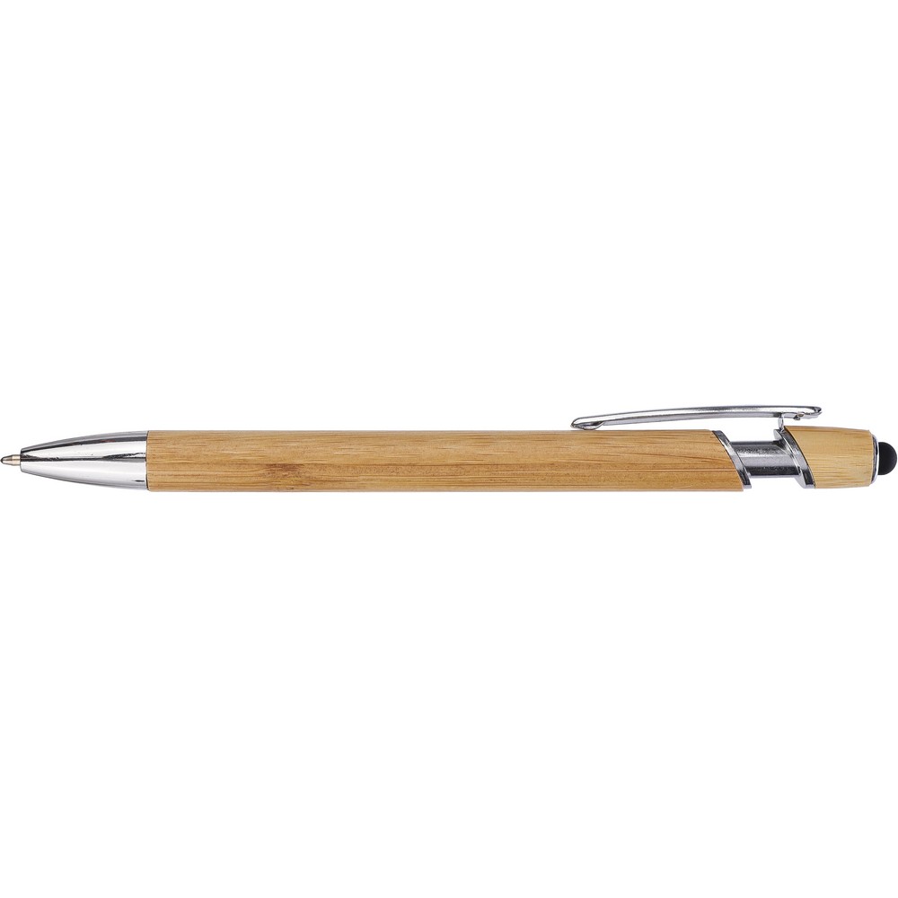 Bambusowy długopis, touch pen z własnym nadrukiem, kolor czarny