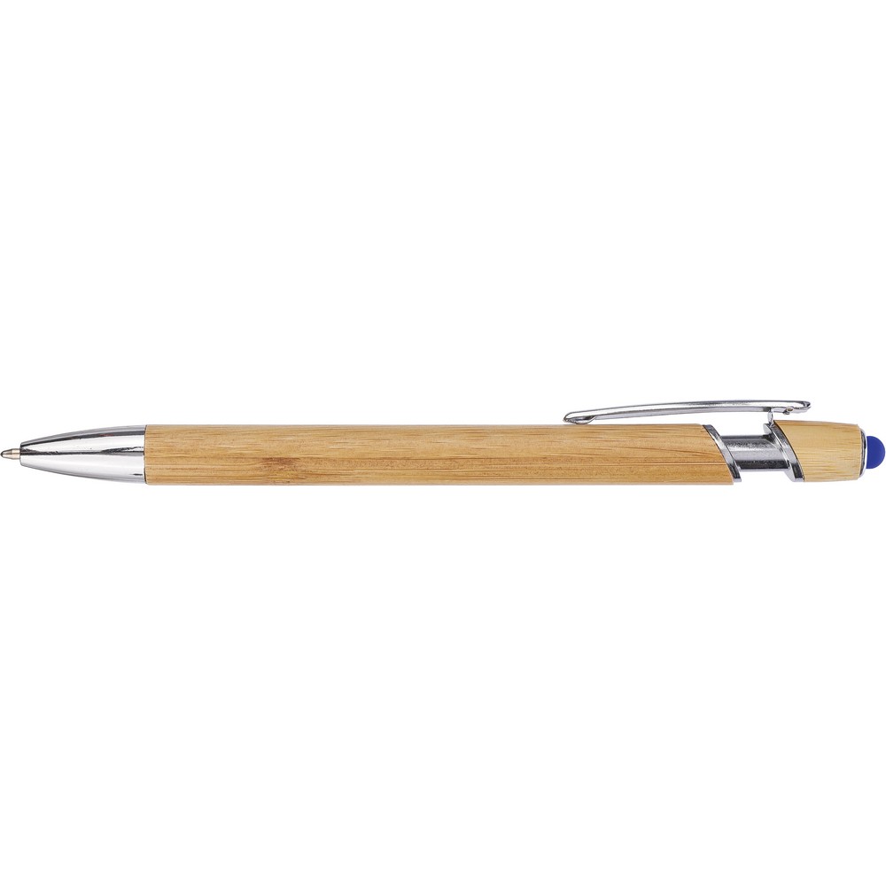 Bambusowy długopis, touch pen z własnym nadrukiem, kolor granatowy