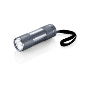 Latarka 9 LED Quattro z własnym nadrukiem, kolor szary
