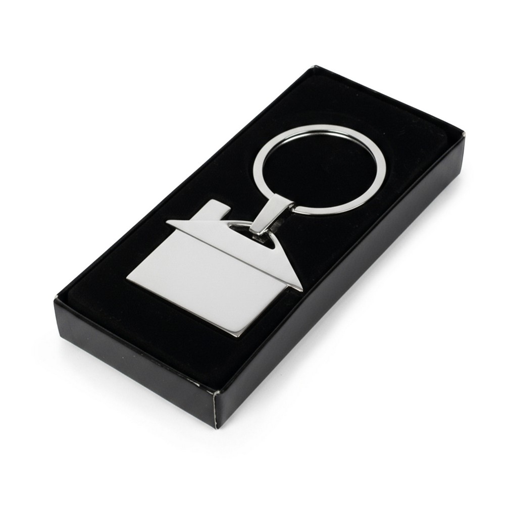 Brelok do kluczy "domek" | Alice z własnym nadrukiem, kolor srebrny