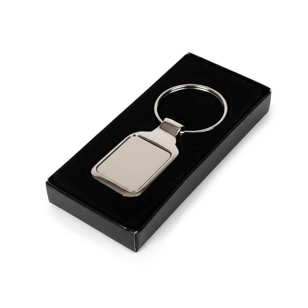 Prostokątny brelok do kluczy | Tristian z własnym nadrukiem, kolor srebrny