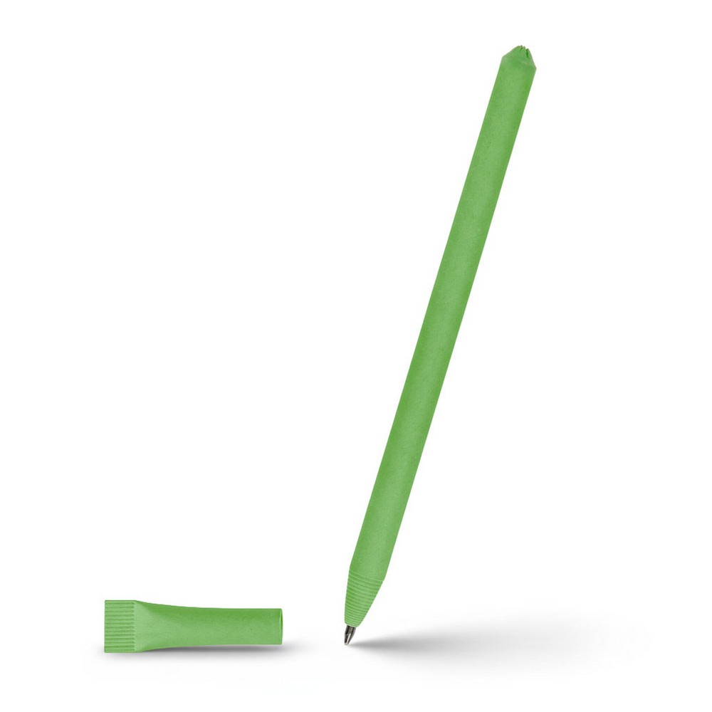 Długopis ze zrolowanego papieru z zatyczką | Debra z własnym nadrukiem, kolor zielony