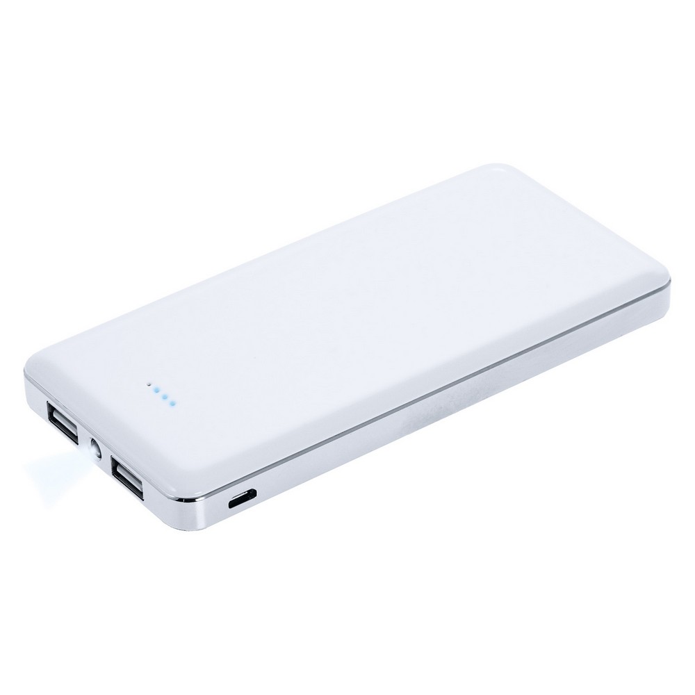 Power bank 12000 mAh z lampką | Sawyer z własnym nadrukiem, kolor biały