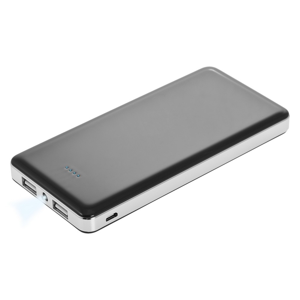 Power bank 12000 mAh z lampką | Sawyer z własnym nadrukiem, kolor czarny