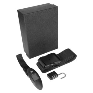 Zestaw podróżny Mauro Conti, cyfrowa waga do bagażu, pas do walizki, kłódka podróżna | Abigail z własnym nadrukiem, kolor cz…