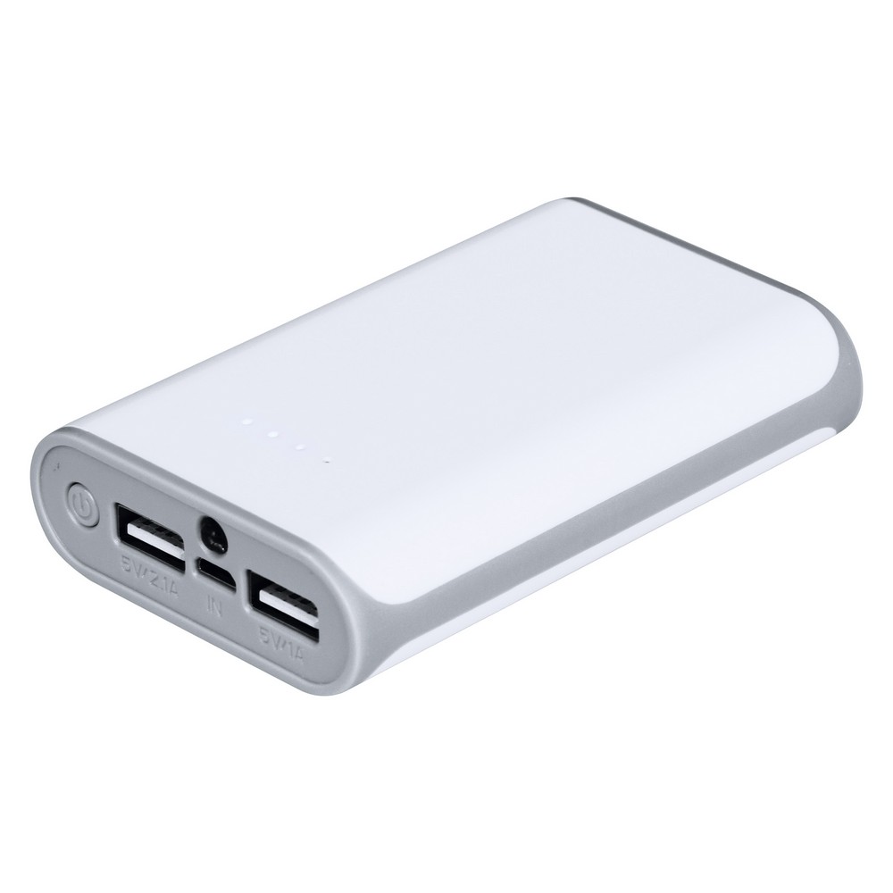 Power bank 6000 mAh | Azalea z własnym nadrukiem, kolor biały