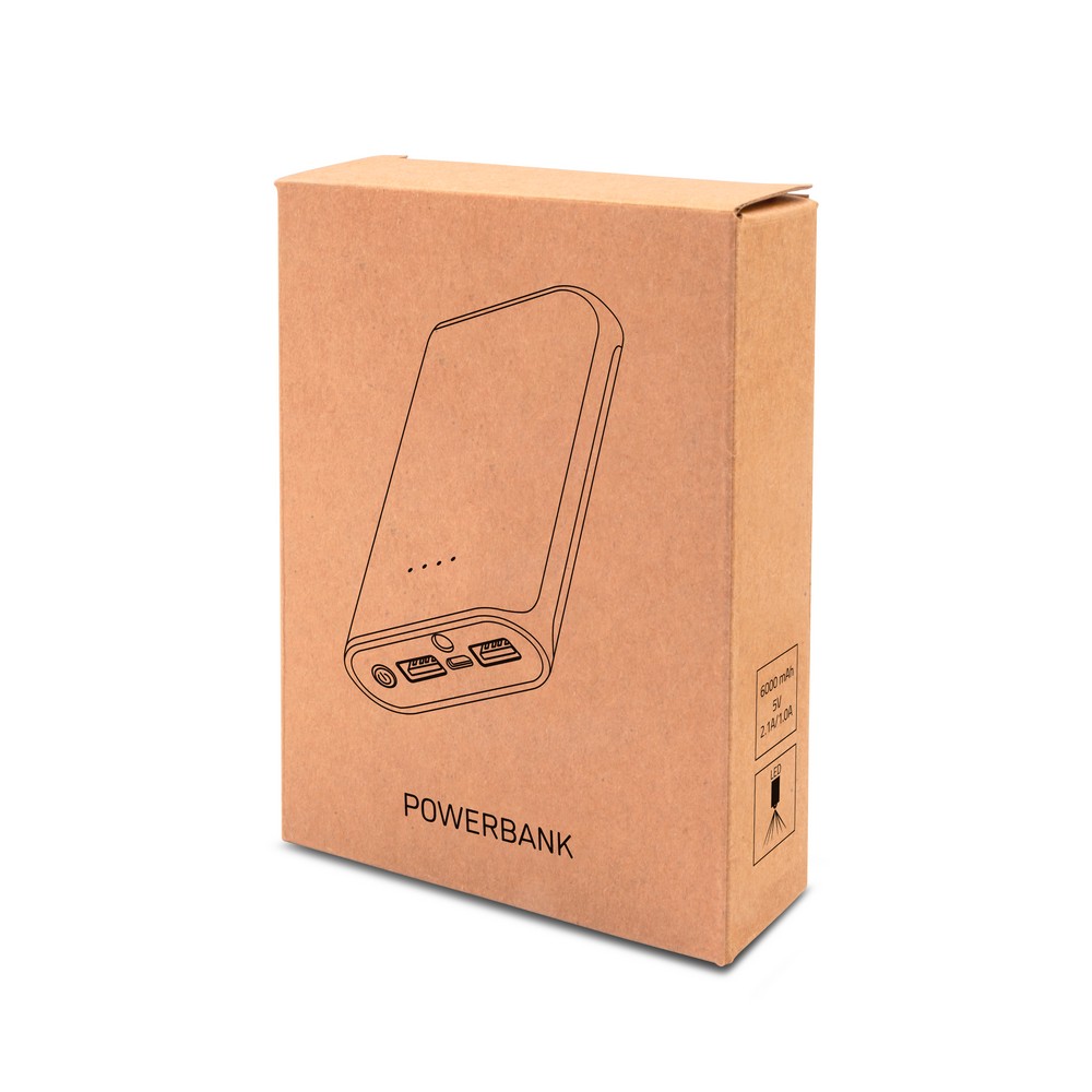 Power bank 6000 mAh | Azalea z własnym nadrukiem, kolor biały