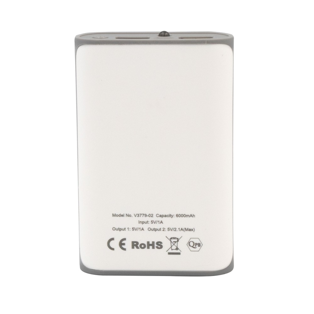 Power bank 6000 mAh | Azalea z własnym nadrukiem, kolor biały