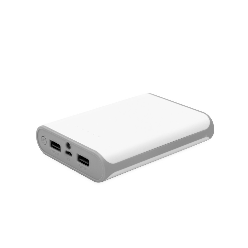 Power bank 8000 mAh | Lesley z własnym nadrukiem, kolor biały
