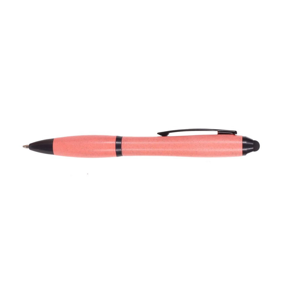 Bambusowy długopis, touch pen z własnym nadrukiem, kolor różowy