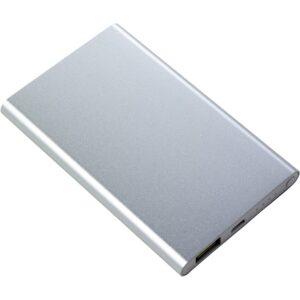 Power bank 4000 mAh z własnym nadrukiem, kolor srebrny