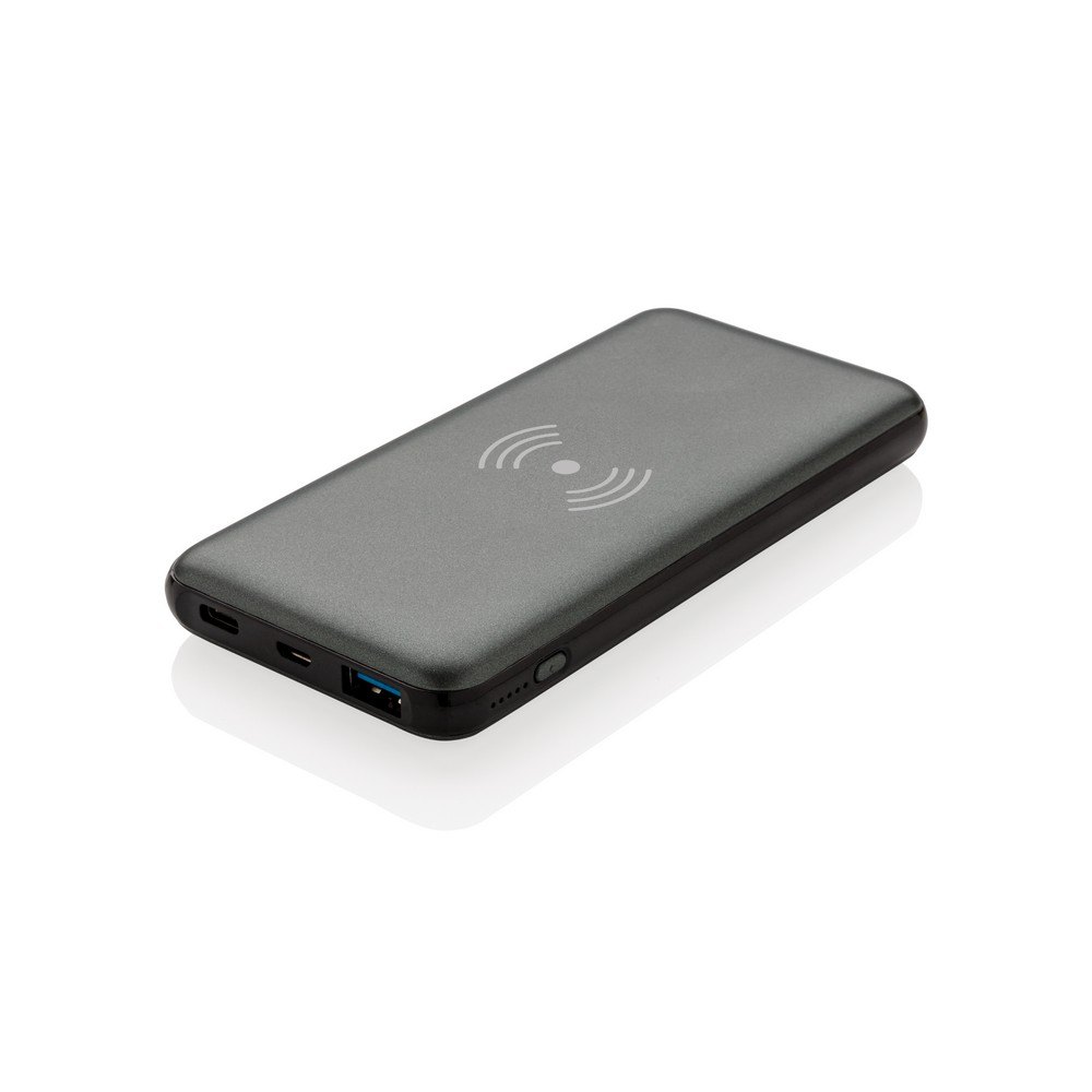 Bezprzewodowy power bank 10000 mAh z PD z własnym nadrukiem, kolor szary