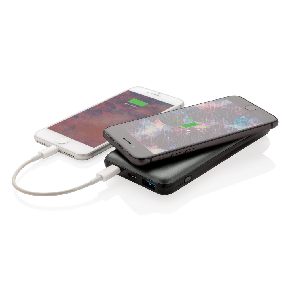 Bezprzewodowy power bank 10000 mAh z PD z własnym nadrukiem, kolor szary