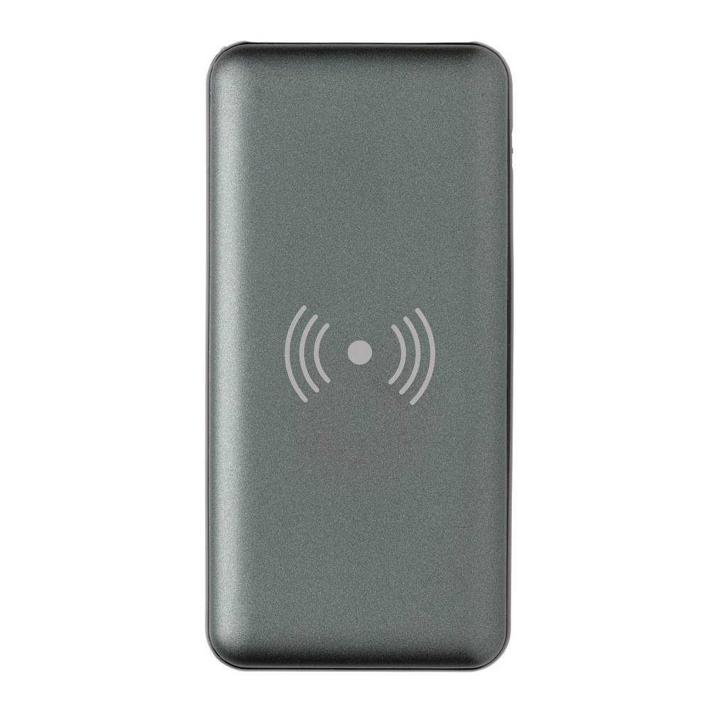 Bezprzewodowy power bank 10000 mAh z PD z własnym nadrukiem, kolor szary