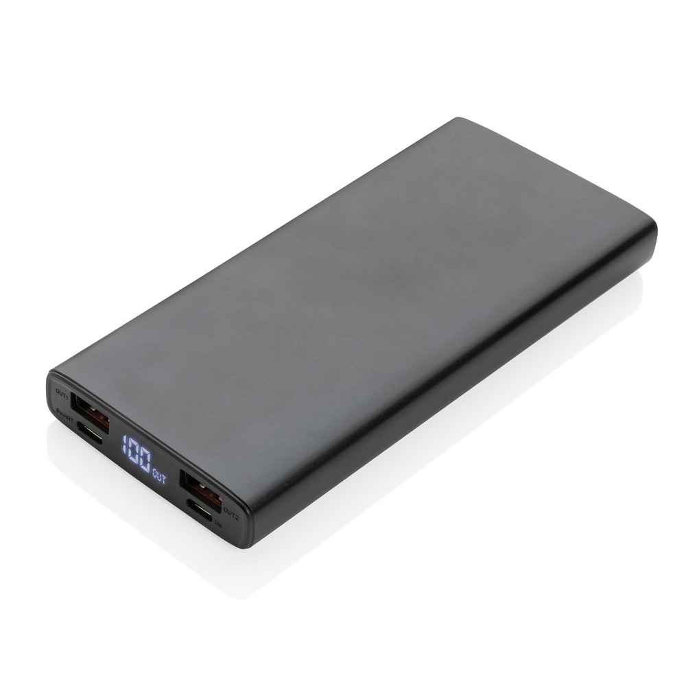 Szybki power bank 10000 mAh z własnym nadrukiem, kolor czarny