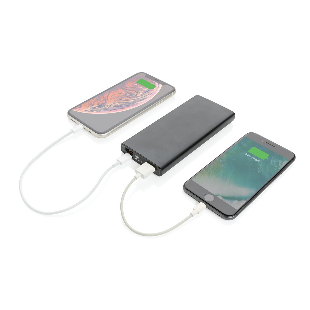 Szybki power bank 10000 mAh z własnym nadrukiem, kolor czarny