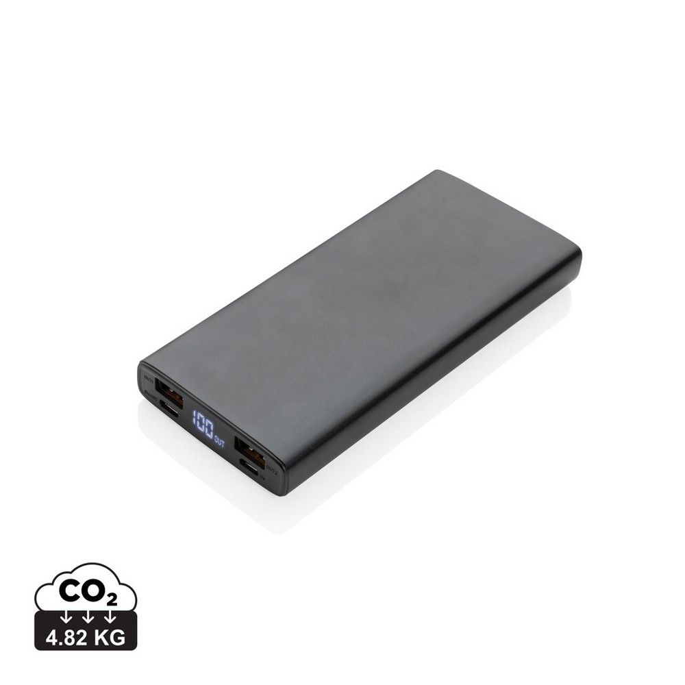 Szybki power bank 10000 mAh z własnym nadrukiem, kolor czarny