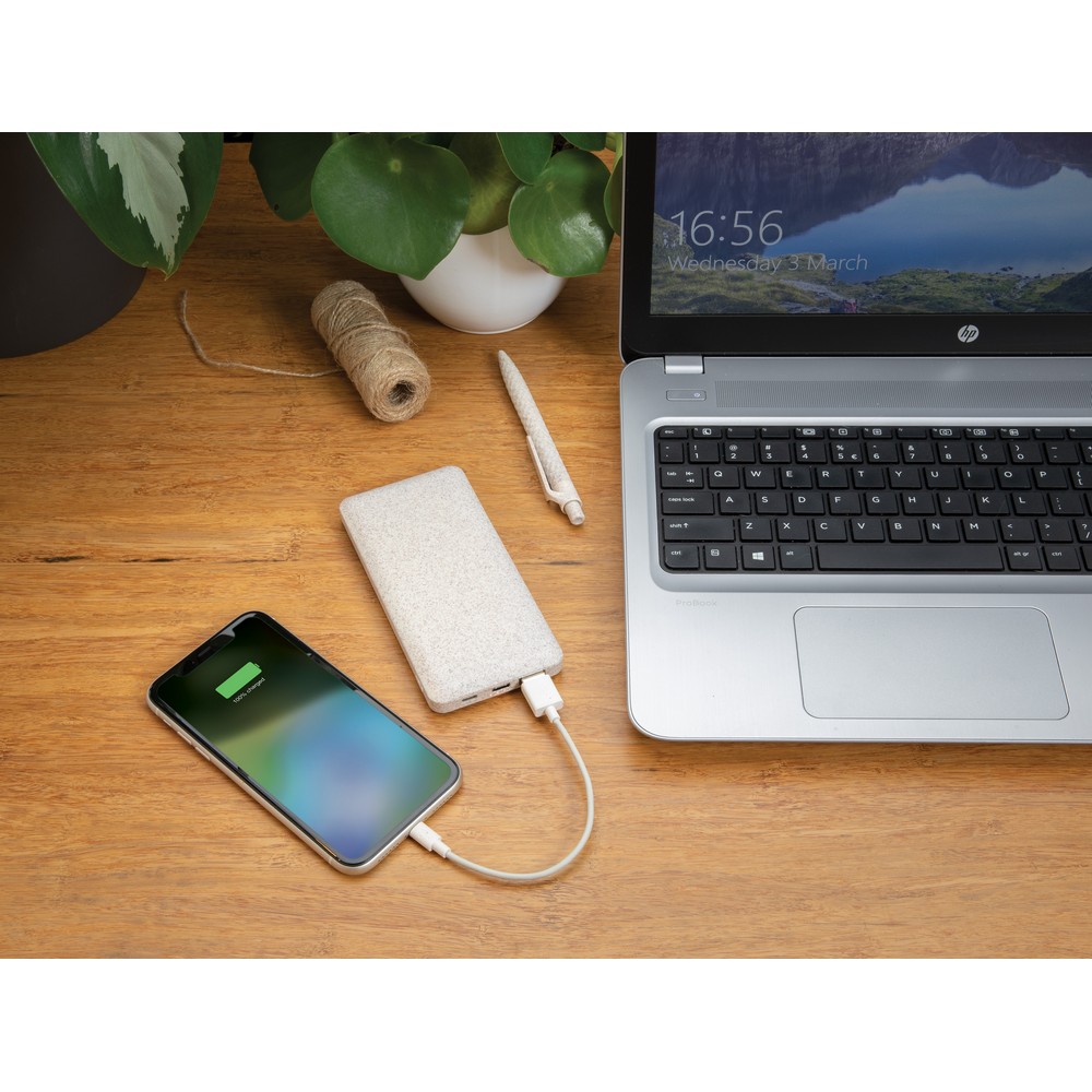 Power bank 10000 mAh z własnym nadrukiem, kolor khaki
