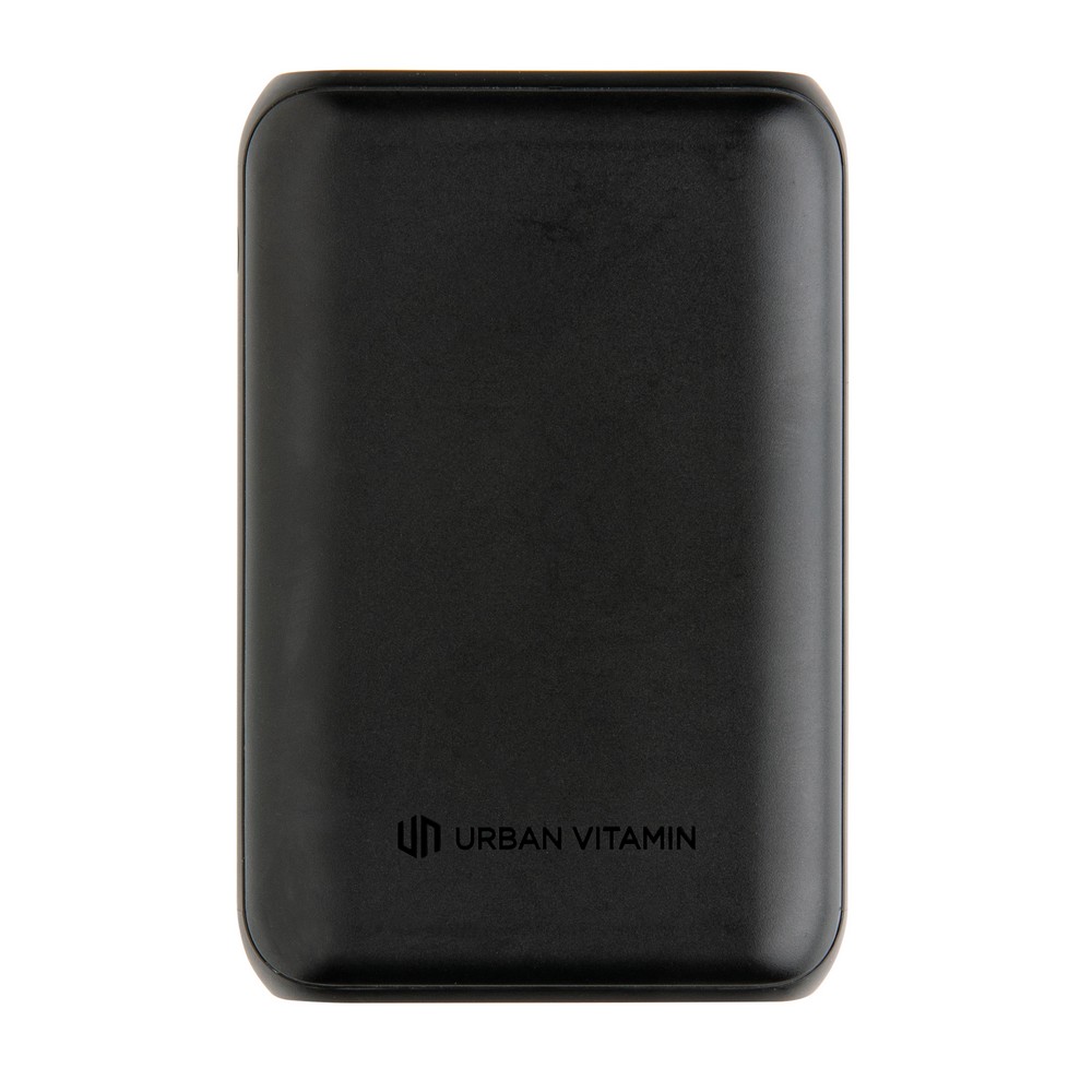 Szybki power bank 10000 mAh Urban Vitamin z własnym nadrukiem, kolor czarny