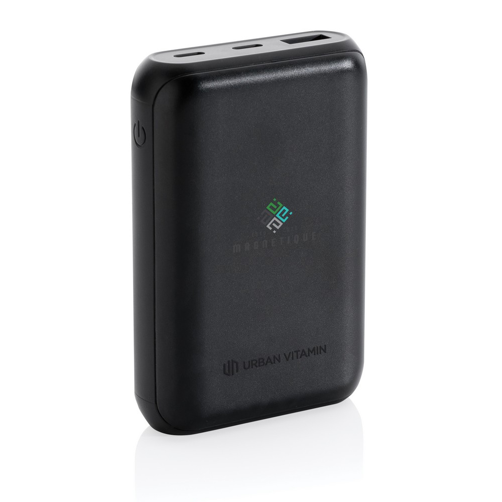 Szybki power bank 10000 mAh Urban Vitamin z własnym nadrukiem, kolor czarny