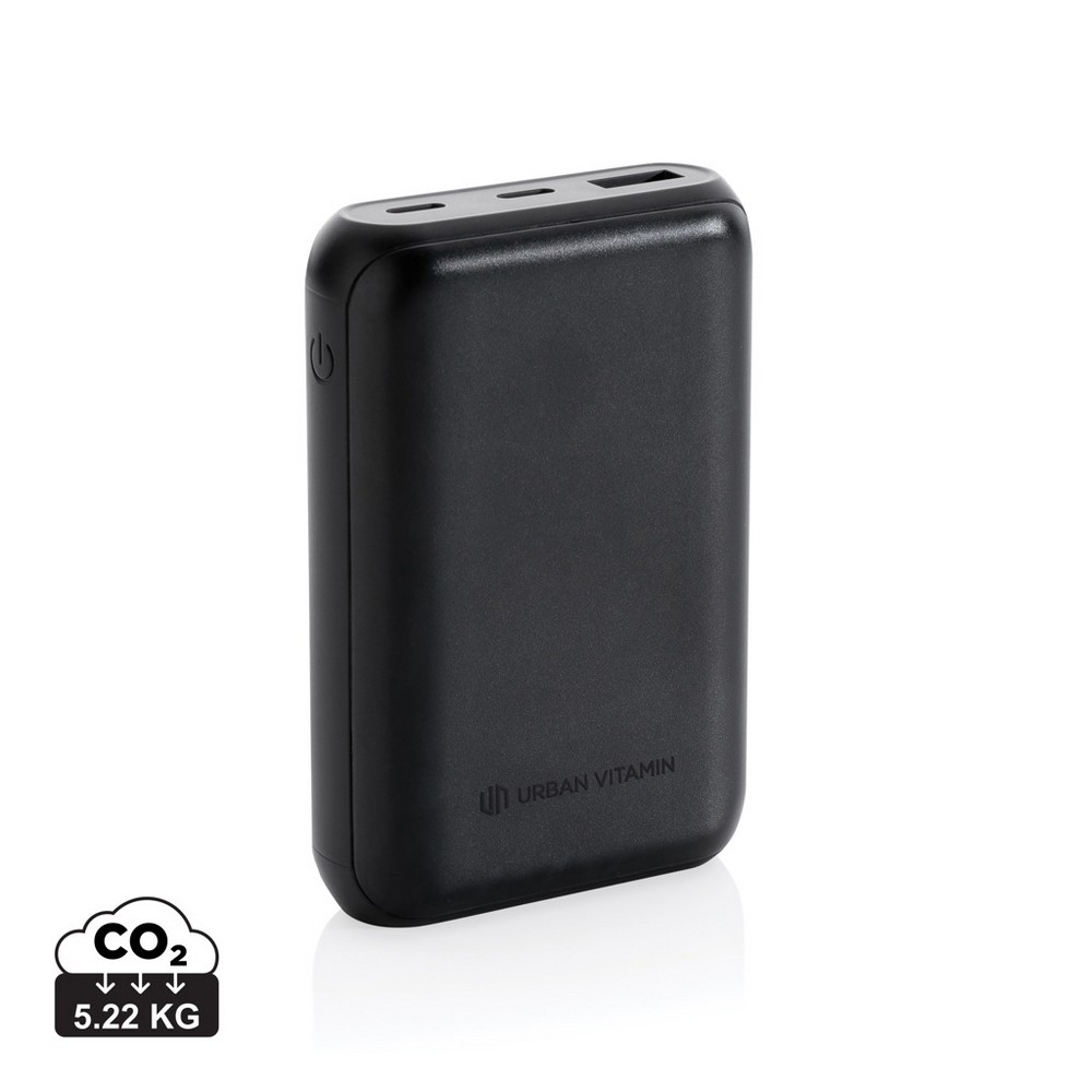 Szybki power bank 10000 mAh Urban Vitamin z własnym nadrukiem, kolor czarny