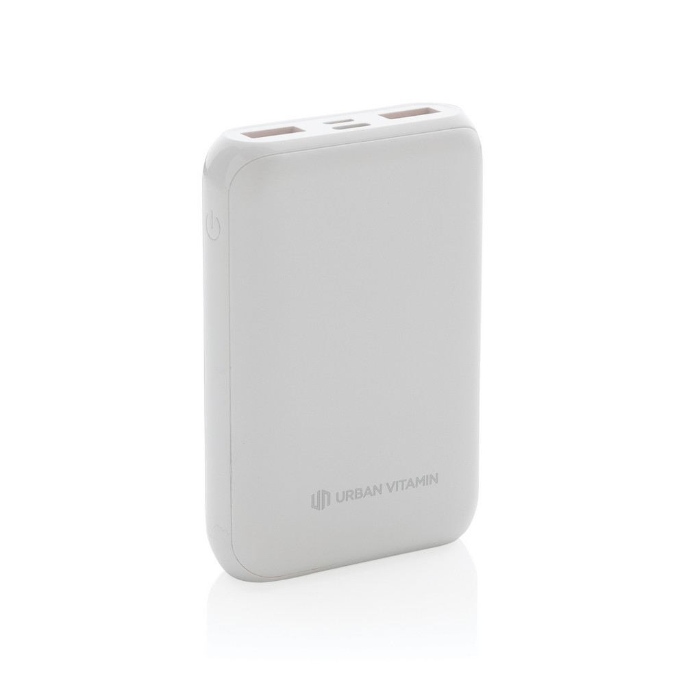 Szybki power bank 10000 mAh Urban Vitamin z własnym nadrukiem, kolor biały