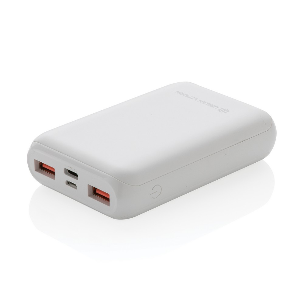 Szybki power bank 10000 mAh Urban Vitamin z własnym nadrukiem, kolor biały