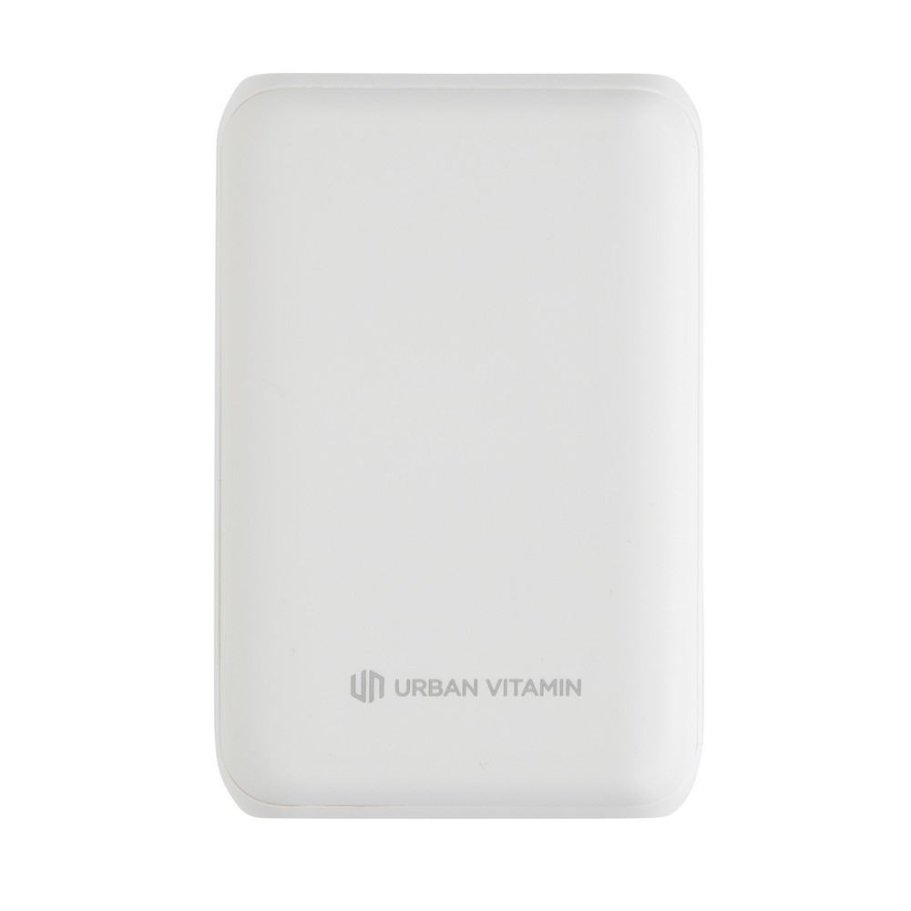 Szybki power bank 10000 mAh Urban Vitamin z własnym nadrukiem, kolor biały
