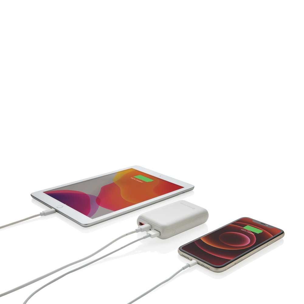 Szybki power bank 10000 mAh Urban Vitamin z własnym nadrukiem, kolor biały
