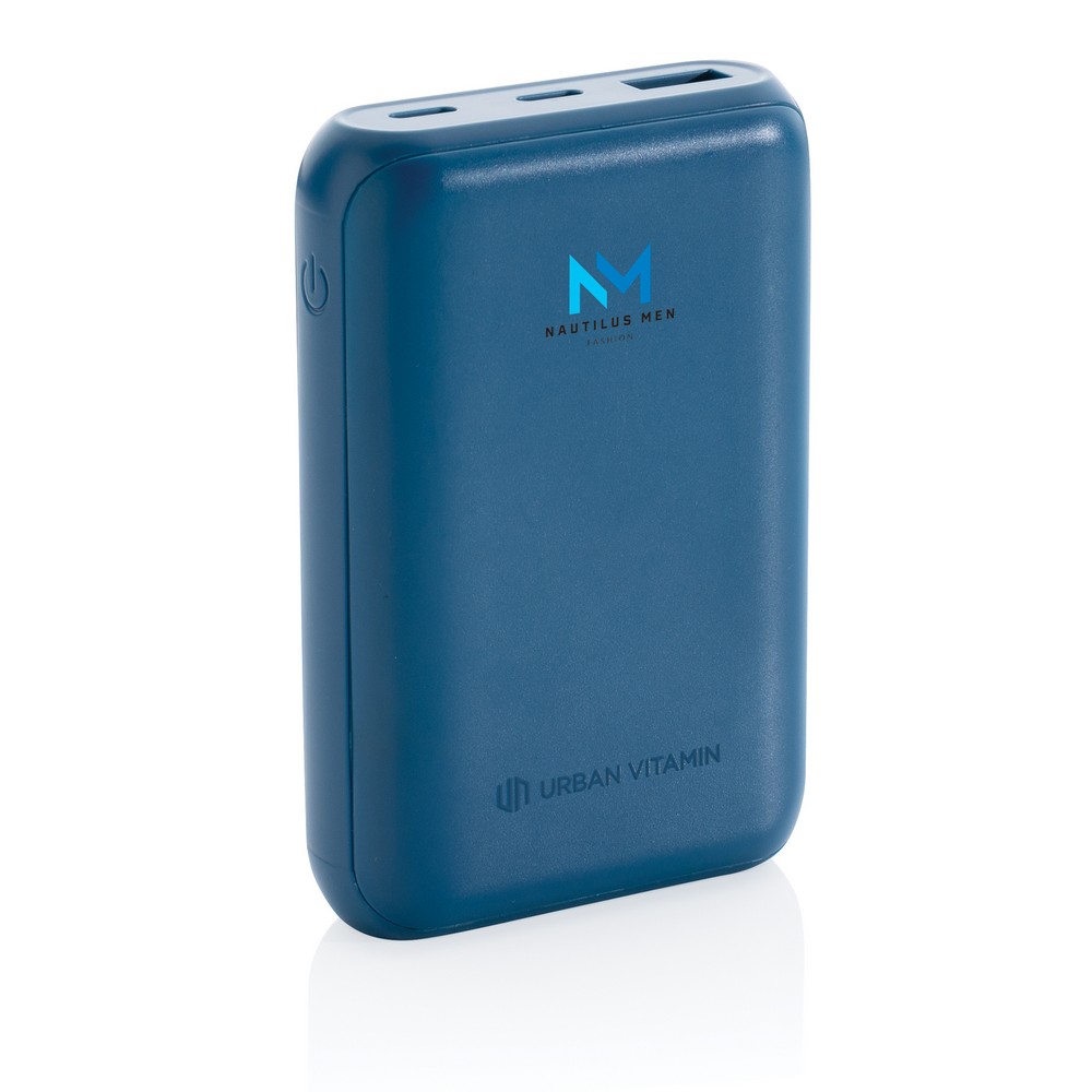 Szybki power bank 10000 mAh Urban Vitamin z własnym nadrukiem, kolor niebieski