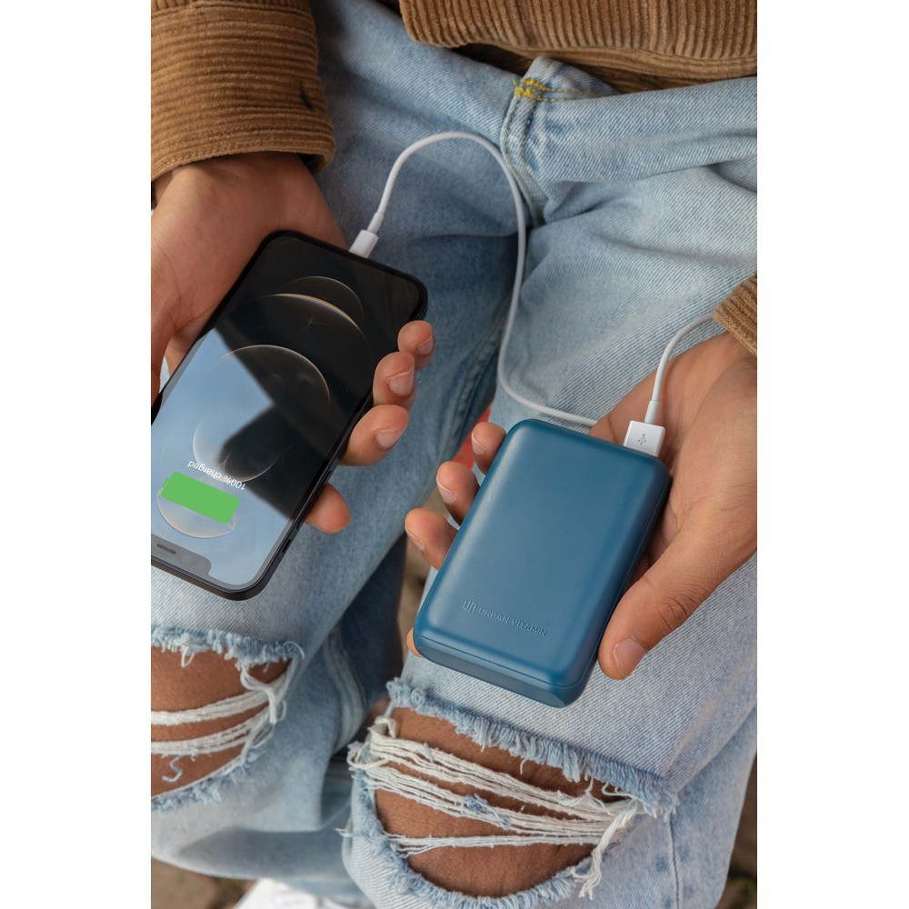 Szybki power bank 10000 mAh Urban Vitamin z własnym nadrukiem, kolor niebieski
