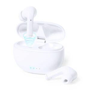 Bezprzewodowe słuchawki douszne ANC z własnym nadrukiem, kolor biały