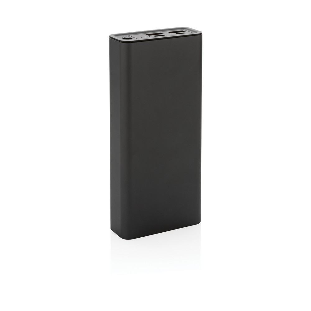 Power bank 20000 mAh Terra, aluminium z recyklingu z własnym nadrukiem, kolor szary
