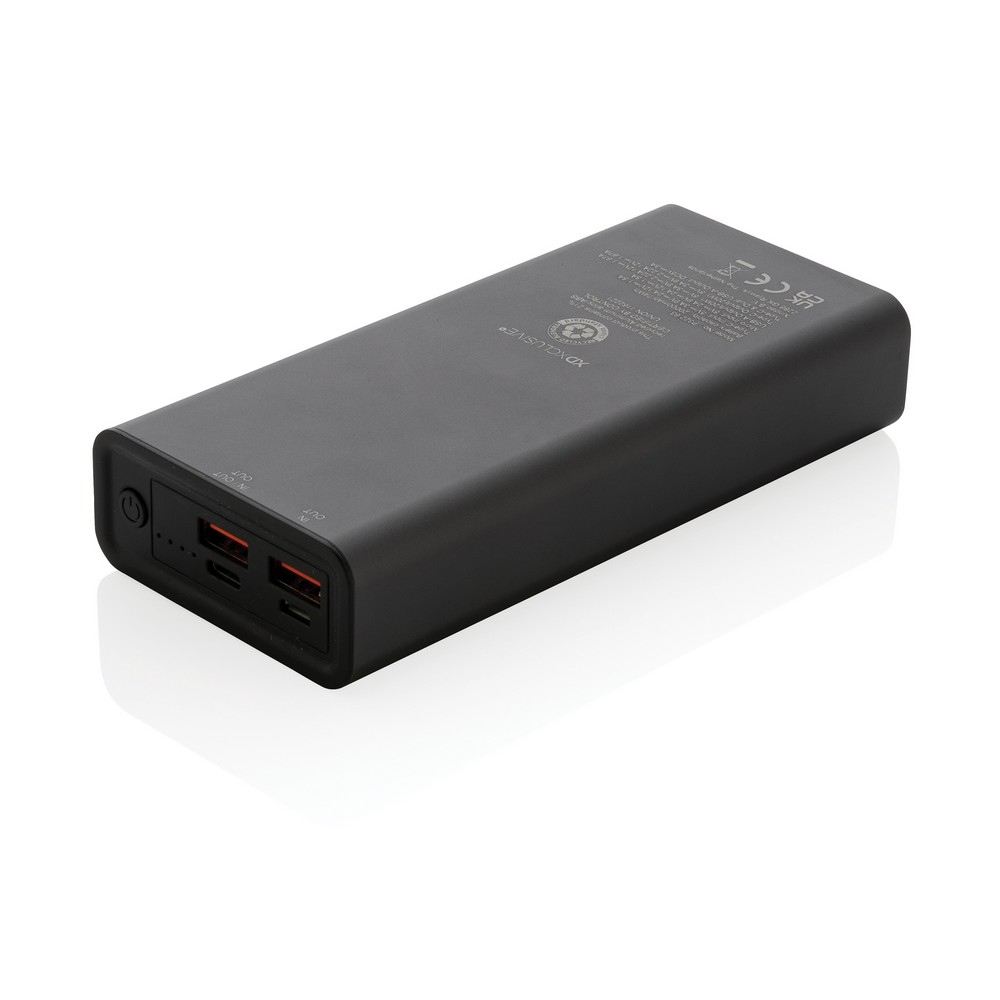 Power bank 20000 mAh Terra, aluminium z recyklingu z własnym nadrukiem, kolor szary