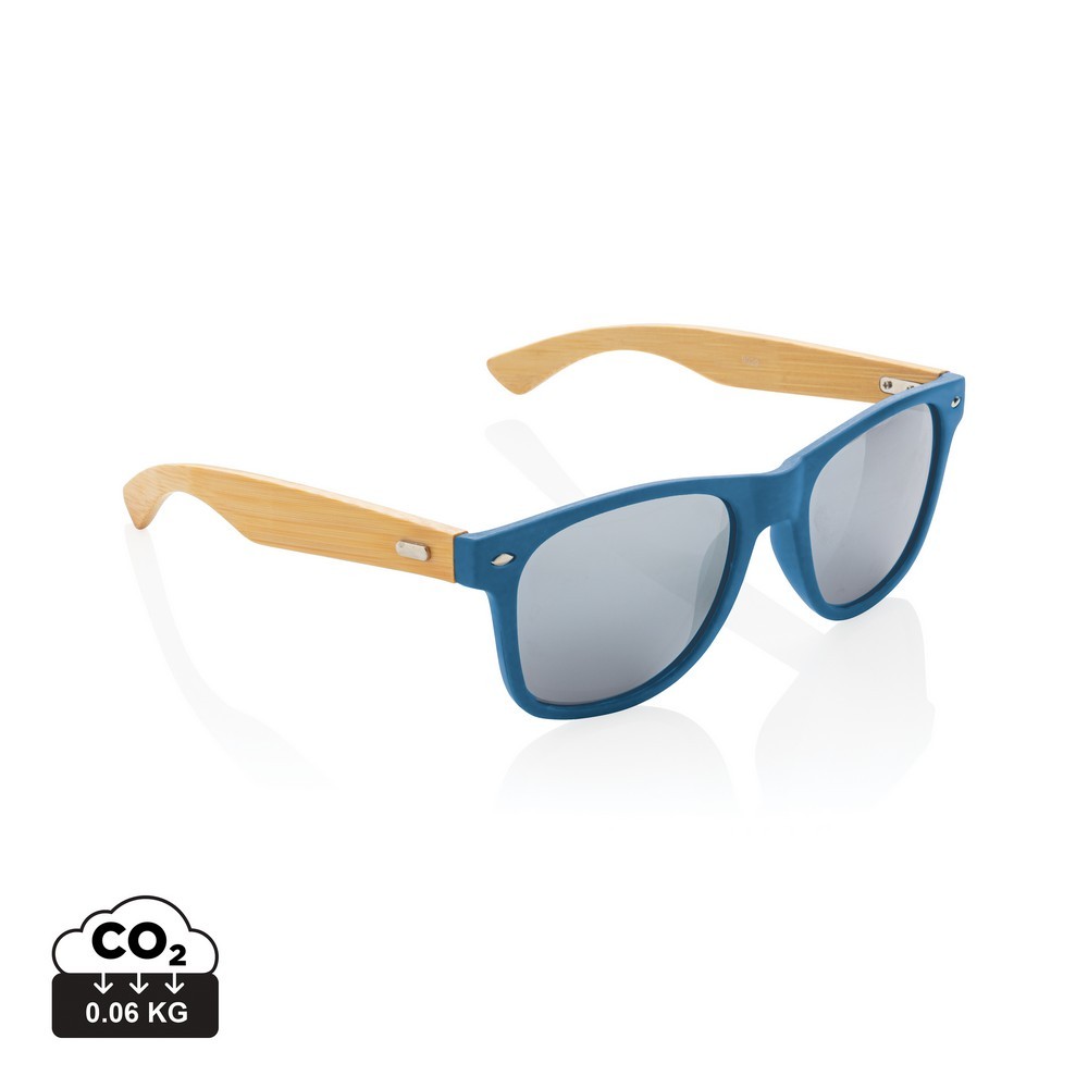 Okulary przeciwsłoneczne, plastik z recyklingu z własnym nadrukiem, kolor niebieski