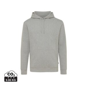 Bluza z kapturem z niebarwionej bawełny z recyklingu Iqoniq Torres z własnym nadrukiem, kolor szary