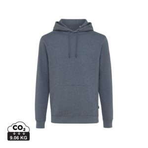 Bluza z kapturem z niebarwionej bawełny z recyklingu Iqoniq Torres z własnym nadrukiem, kolor niebieski