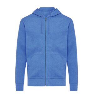 Bluza z kapturem z bawełny z recyklingu Iqoniq Abisko z własnym nadrukiem, kolor niebieski