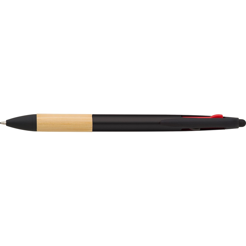 Długopis, wielokolorowy wkład, touch pen z własnym nadrukiem, kolor czarny