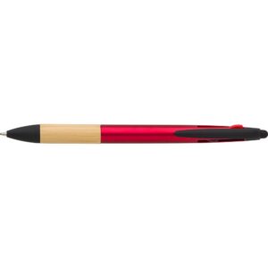 Długopis, wielokolorowy wkład, touch pen z własnym nadrukiem, kolor czerwony